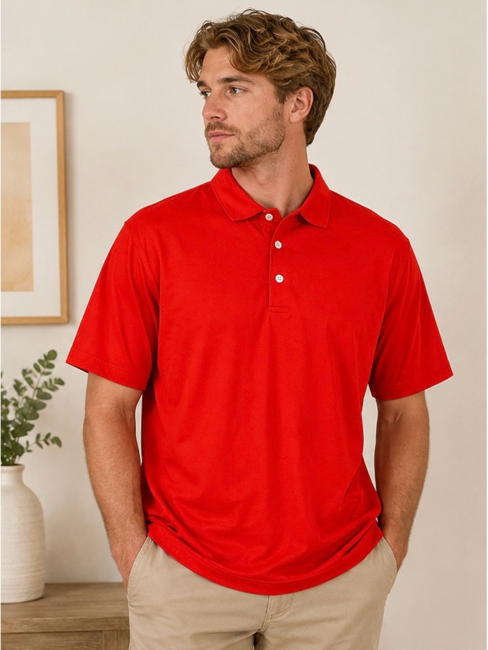 Walter Hagen Men’s XL Orange Performance Polo Golf Shirt Stretch Short Sleeve